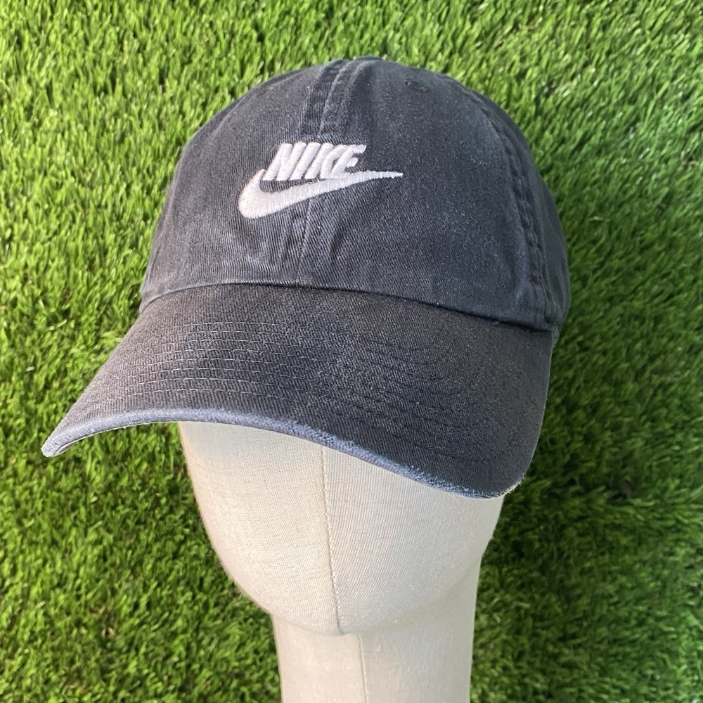 Nike Heritage 86 Black 5 Panel Dad Hat O/S Adjustable‎ Canvas Embroidered Swoosh